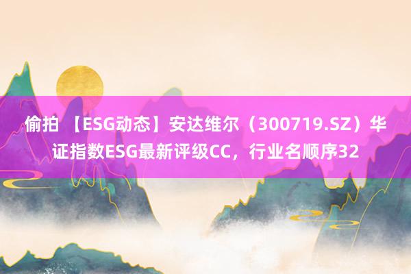 偷拍 【ESG动态】安达维尔（300719.SZ）华证指数ESG最新评级CC，行业名顺序32