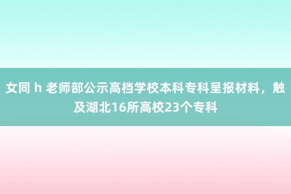 女同 h 老师部公示高档学校本科专科呈报材料，触及湖北16所高校23个专科