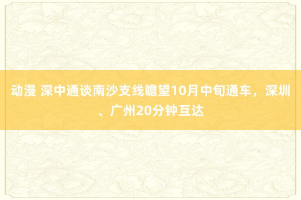 动漫 深中通谈南沙支线瞻望10月中旬通车，深圳、广州20分钟互达