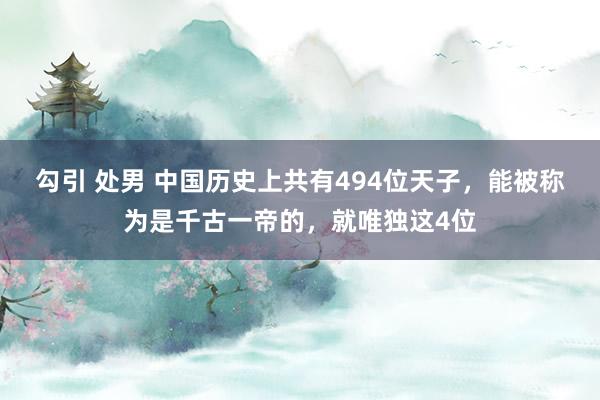 勾引 处男 中国历史上共有494位天子，能被称为是千古一帝的，就唯独这4位