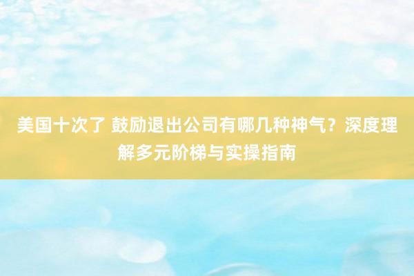 美国十次了 鼓励退出公司有哪几种神气？深度理解多元阶梯与实操指南