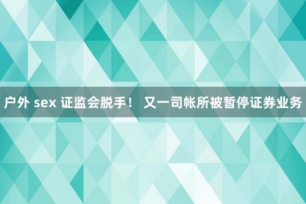 户外 sex 证监会脱手！ 又一司帐所被暂停证券业务