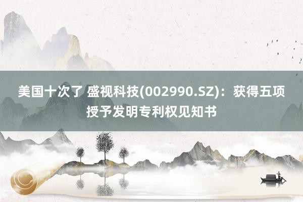 美国十次了 盛视科技(002990.SZ)：获得五项授予发明专利权见知书