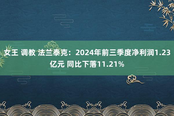 女王 调教 法兰泰克：2024年前三季度净利润1.23亿元 同比下落11.21%