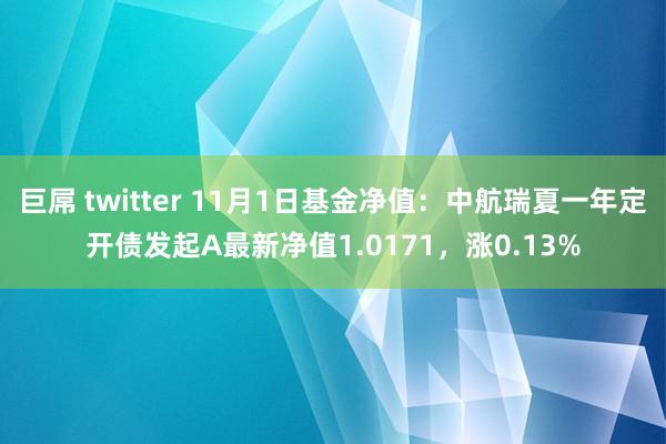 巨屌 twitter 11月1日基金净值：中航瑞夏一年定开债发起A最新净值1.0171，涨0.13%